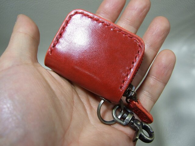 ハンドメイド] ミニトラッカーウォレット ルガトショルダー赤×サドル
