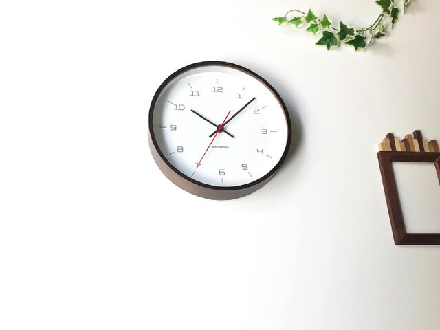 KATOMOKU plywood clock 16 km-105BRC ブラウン 電波時計 連続秒針の画像1枚目
