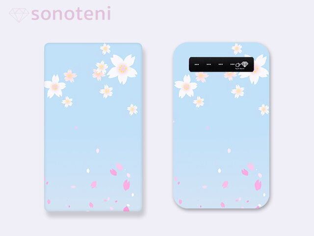 モバイルバッテリー 花柄 桜 2-2 ブルー 4000mAh 10000mAh【受注生産】 #109-mbの画像1枚目