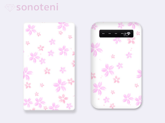 モバイルバッテリー 花柄 桜 3 白 4000mAh 10000mAh【受注生産】 #110-mbの画像1枚目
