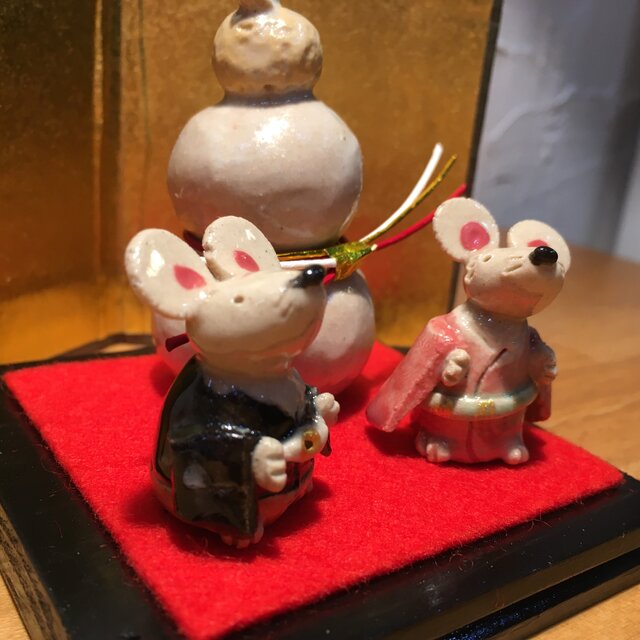 鏡餅と干支のお飾り 2020年 令和2年 子年 ネズミ ねずみ お正月 鏡餅 玄関飾りの画像1枚目