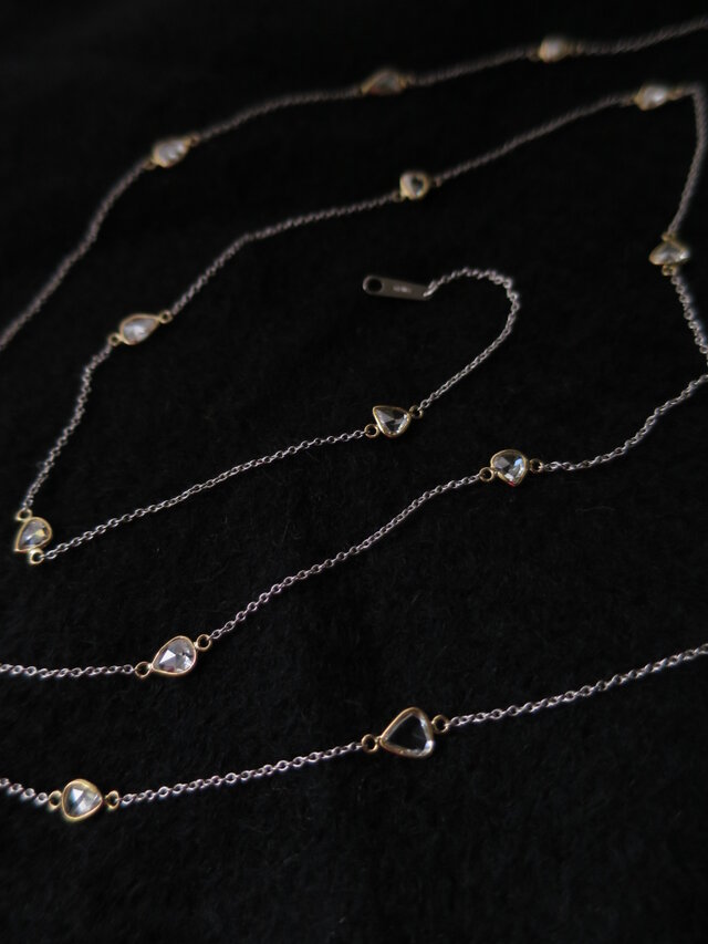 K18WG・YG Rose cut Diamonds Station Necklaceの画像1枚目