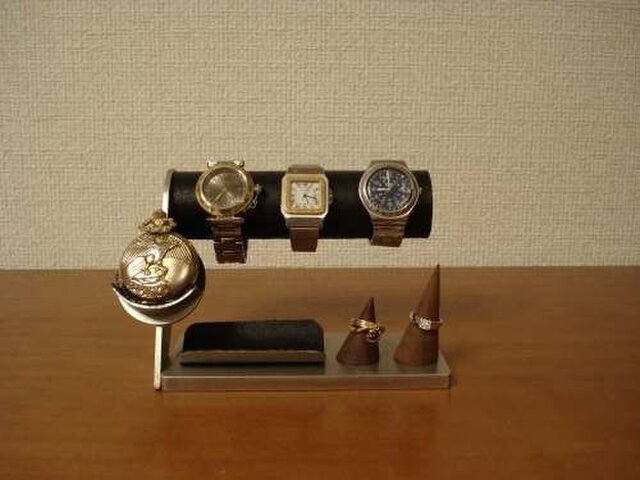 腕時計、懐中時計、リングを飾る 3本掛け腕時計スタンド＆懐中時計、ダブルリングスタンド iichi  日々の暮らしを心地よくするハンドメイドやアンティークのマーケットプレイス