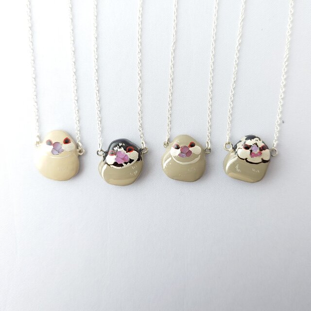 ハンドメイド❤駒鳥風❤ネックレス 文鳥 漆ネックレス(sv) | iichi 日々の暮らしを心地よくする