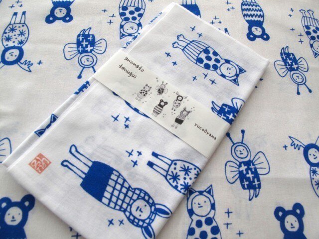 あにまと手ぬぐい(青)の画像1枚目