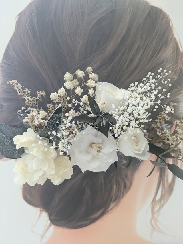 髪飾り ヘアアクセ ヘッドドレス プリザーブド フラワー ウエディング ブライダ ウエディングヘッドドレス／髪飾りプリザーブドフラワー／和装