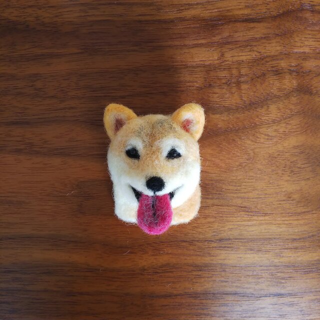 柴犬の顔ブローチの画像1枚目
