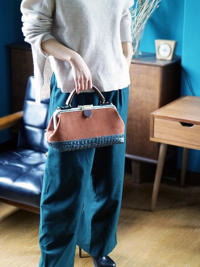 ✦旧価格 ¥24,500 ⇨新価格 ¥19,800✦◆本革ドクターバッグ◆Sサイズ《ダックス》ライトブラウン×ダークグリーンの画像1枚目