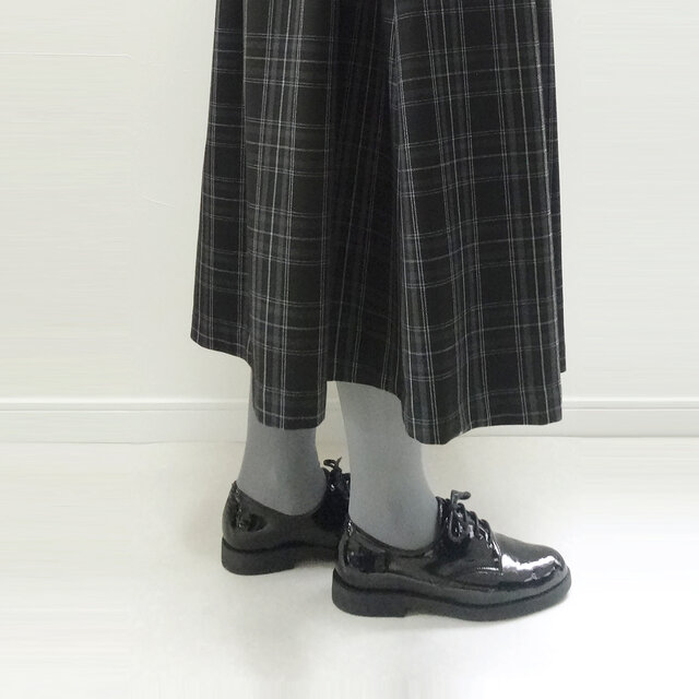 ★SM売切Lのみ★ダークグレー×ライトグレー タータンチェック ポリレーヨン ロングスカート ●DAPHNE●の画像1枚目