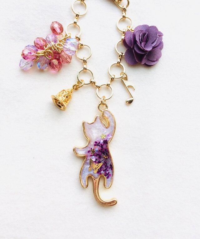 ぶらさがり猫バッグチャーム（静かな祈りの小夜曲）