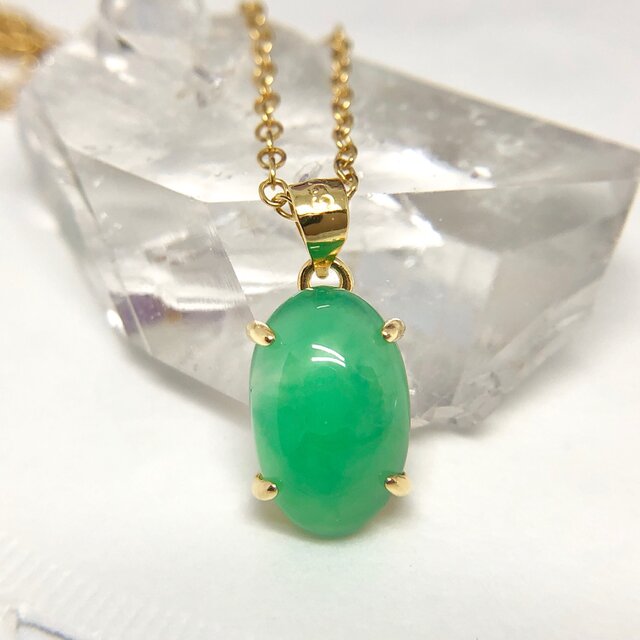 天然クリソプレーズ14kgfネックレス2.85ct☆オーストラリア産の原石から磨きました!の画像1枚目
