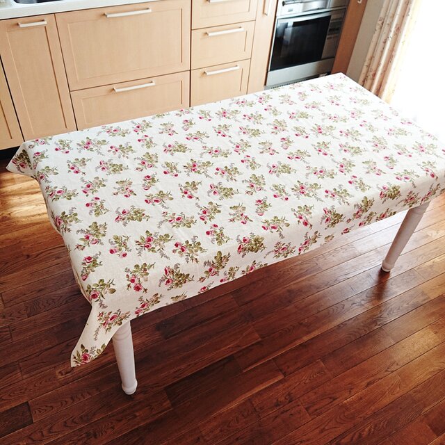 薔薇のcottonテーブルクロス  175cm×108cm