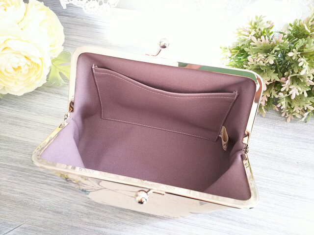 ◇【再販8】シャビーシックなアンティーク風がま口ポーチグレー