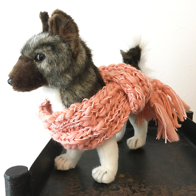 犬用 ウールマフラー 2色 スラブ糸 ウール100 小型犬用 防寒 犬服 ファッション Iichi ハンドメイド クラフト作品 手仕事品の通販