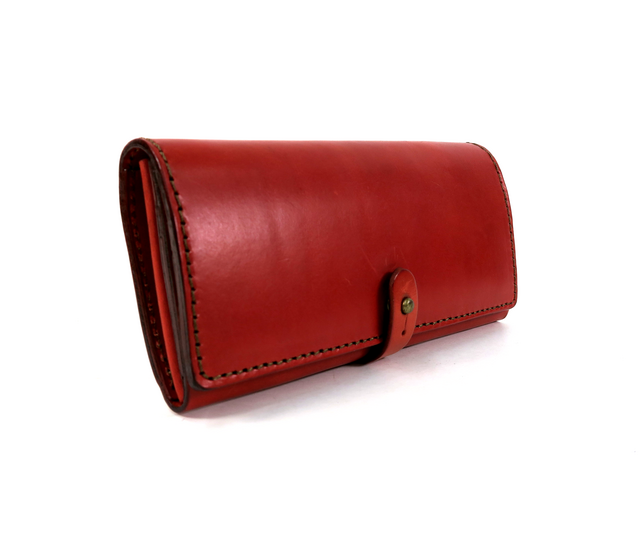 【即納】【限定制作】イタリアンレザー Giboshi Long Wallet ギボシ長財布 Redの画像1枚目