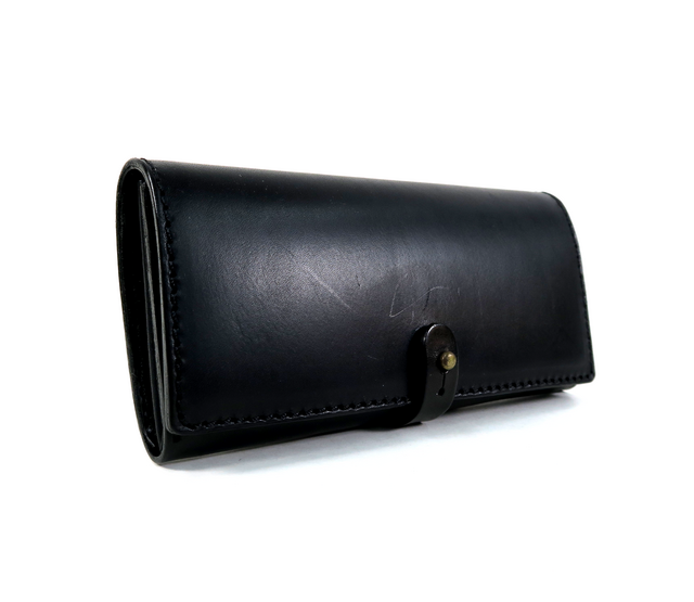 【即納】【限定制作】イタリアンレザー Giboshi Long Wallet ギボシ長財布 Blackの画像1枚目