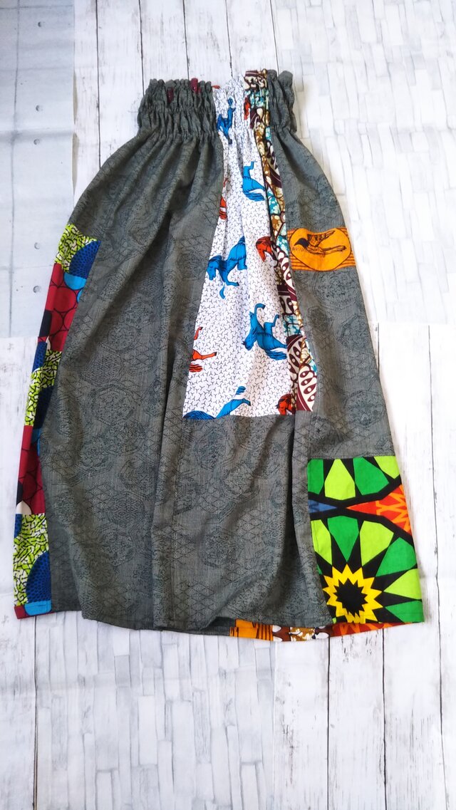 アフリカ布と着物のリメイクでロングスカート | etoako | ハンドメイド通販 iichi（いいち）