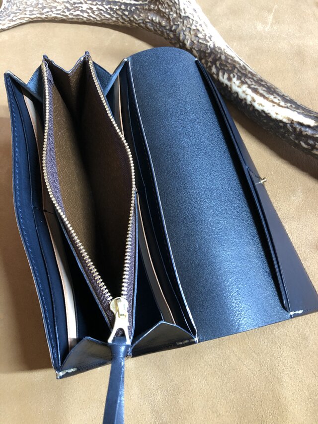 長財布(ネイビー) | iichi 日々の暮らしを心地よくするハンドメイドや