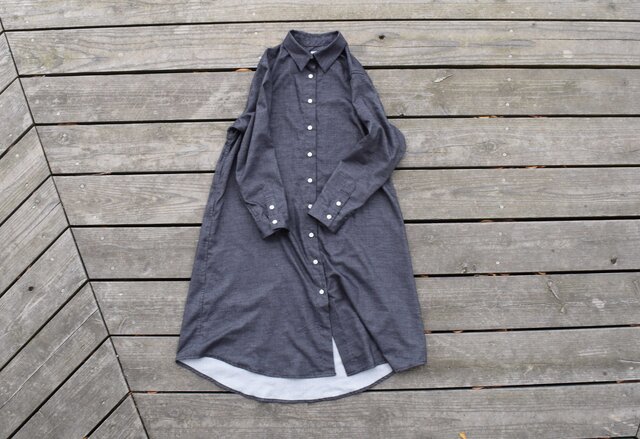 『warm black』 shirt onepiece 播州織 シャツワンピースの画像1枚目