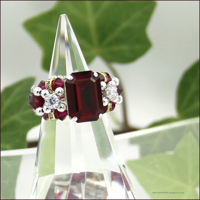 真紅の輝き【スワロフスキー/ロンデル/ジルコニア ビーズリング】《ビーズアクセサリー》の画像1枚目
