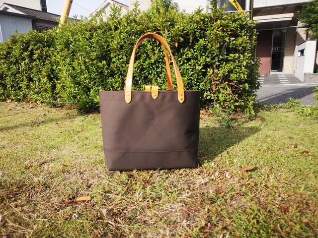たっぷり容量6号帆布のトートバッグ～ダークブラウン（倉敷帆布