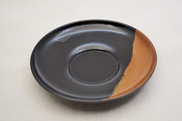 茶托 黒漆白漆の画像1枚目