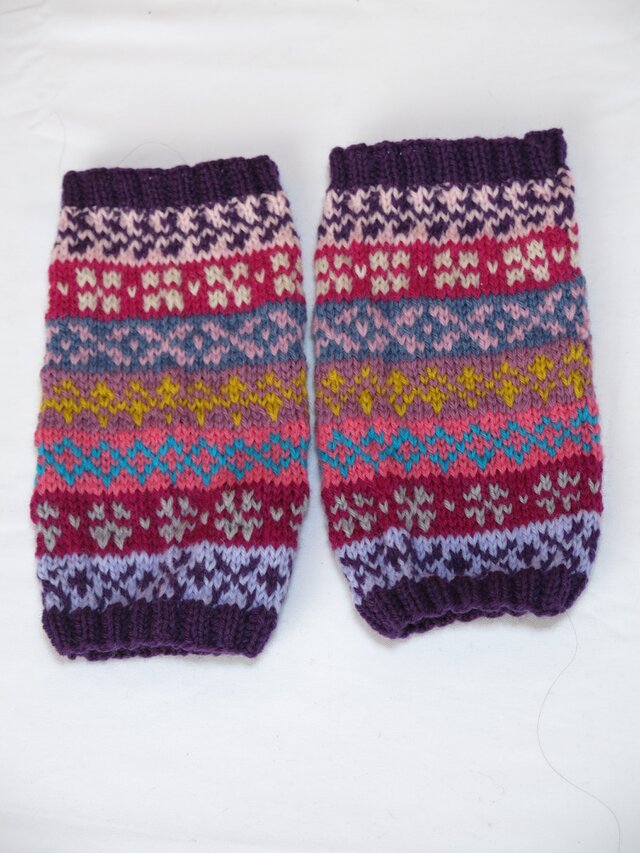 フェアアイルのレッグウォーマー　S紫