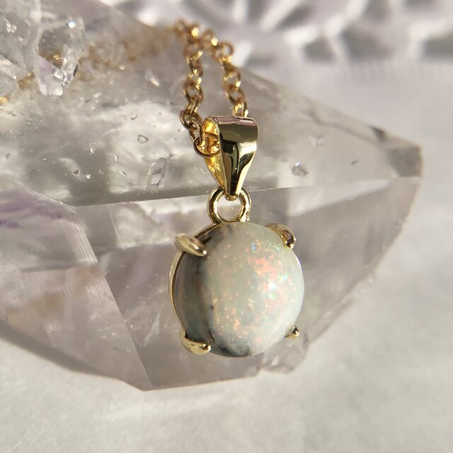 天然オパールネックレス1.48ct☆ オーストラリア・クーバーペディ産の原石から磨きました!の画像1枚目