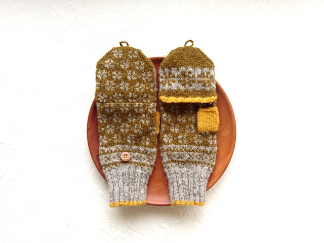 2wayお花ミトン *infiorata・ochre*の画像1枚目