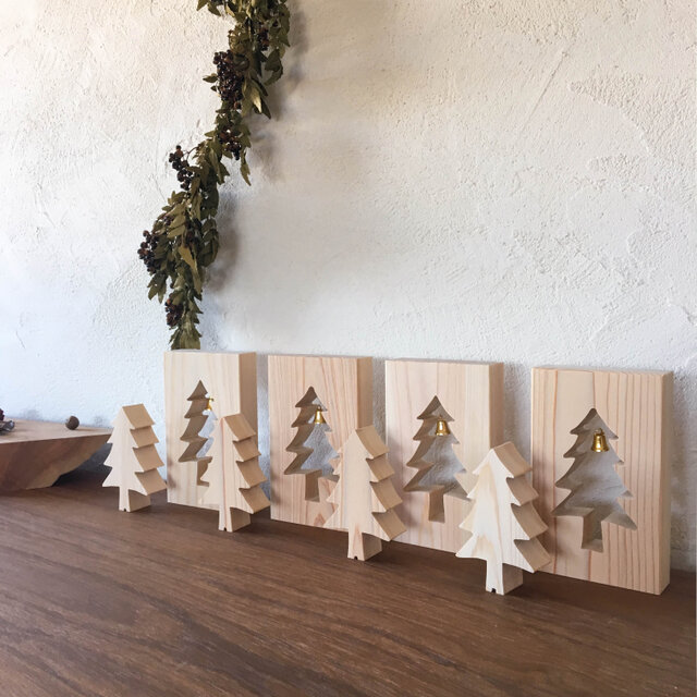 ひのきのクリスマスツリー（木製　ミニツリー）