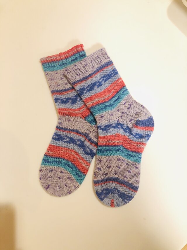 No.183 送料込手編み靴下　ウィンターラビット