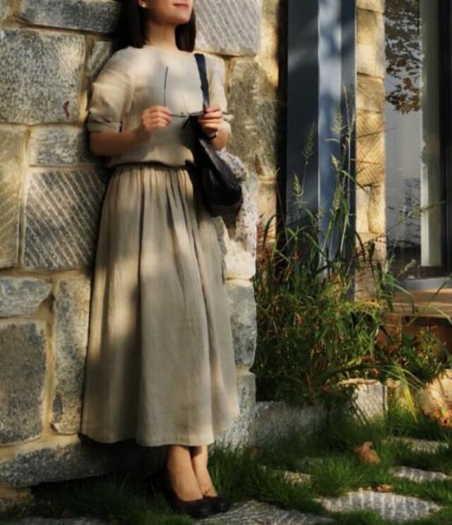 受注製作 100 リネン麻 ロングワンピース オーダーメイド 豊富な色 Iichi ハンドメイド クラフト作品 手仕事品の通販