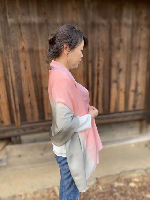 正絹丹後ちりめん広幅ショール 鼡桜(ねずざくら)の画像1枚目