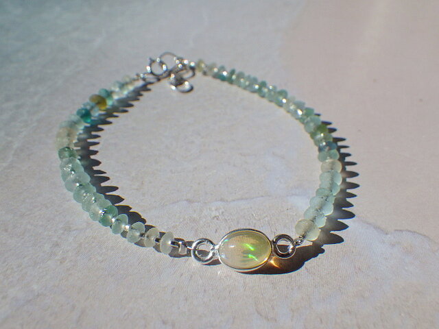 *sv925*Opal&Roman Glass Bracelet 幸運の石☆オパールの画像1枚目