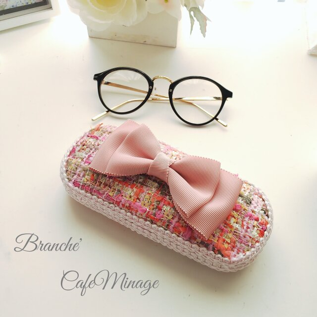 ピンクツイード☆メガネケースの画像1枚目