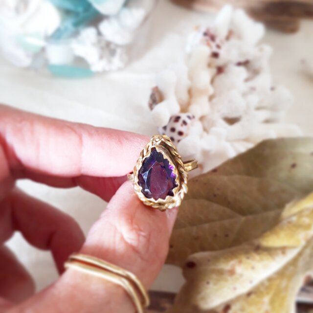 13号 【brass】  amethyst ring