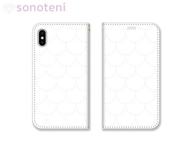 スマホケース 手帳型帯なし uroko レース ピンク (iPhone・Android対応)【受注生産】#007-tcの画像1枚目