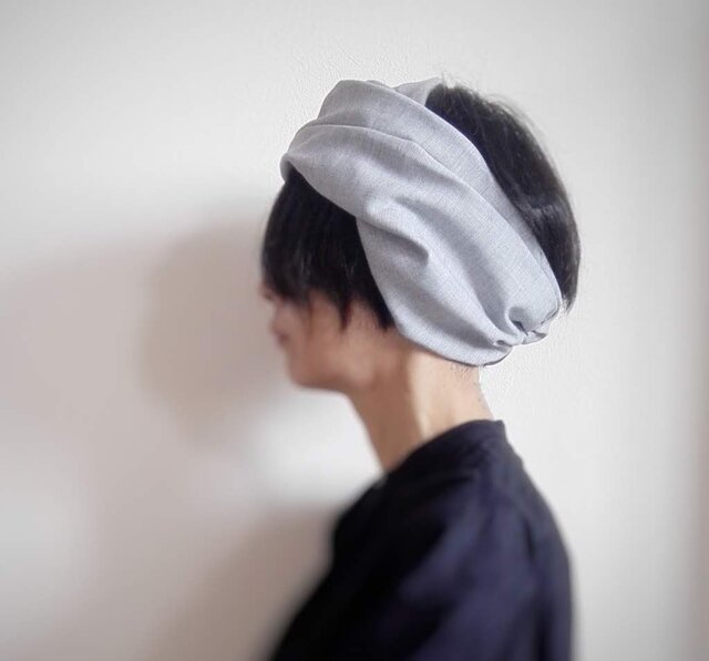 ターバンなヘアバンド ライトグレーB 送料無料の画像1枚目