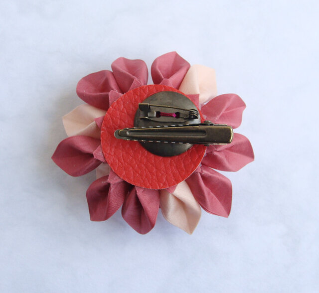 つまみ細工 髪留め＆コサージュ2way ピンク 《成人式、七五三、卒業式