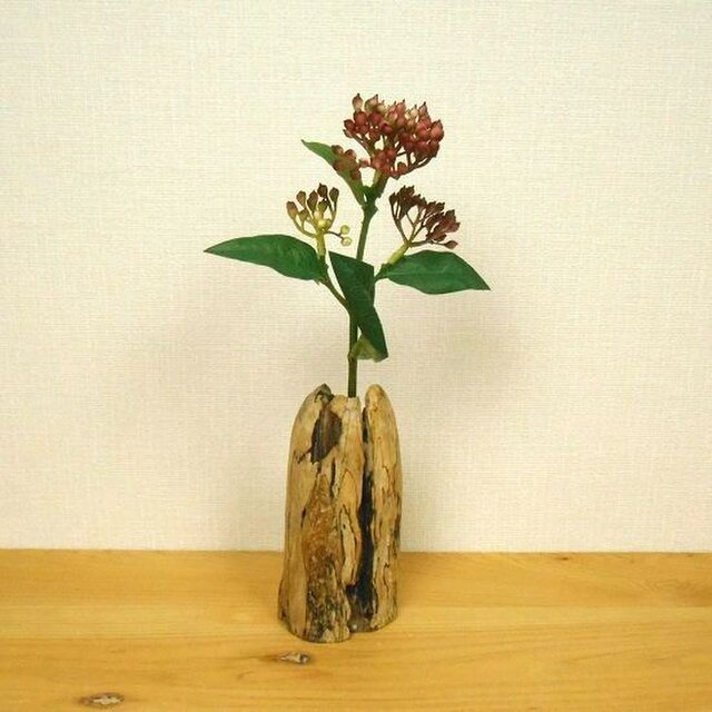 【温泉流木】ハイカラな配色と割れがステキなコンパクト一輪挿し フラワーベース 流木インテリアの画像1枚目