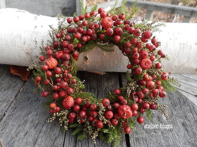 atelier blugra八ヶ岳〜秋色ノイバラの実ミニWreath03の画像1枚目