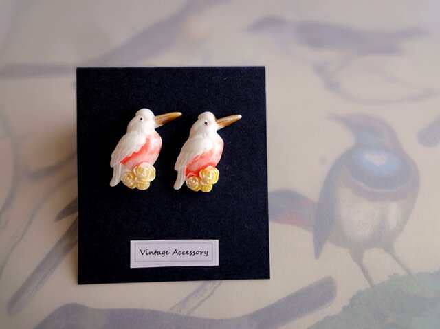 Ear Accessory 耳飾り■ ヴィンテージ ■ バード&フラワー OB/YRの画像1枚目