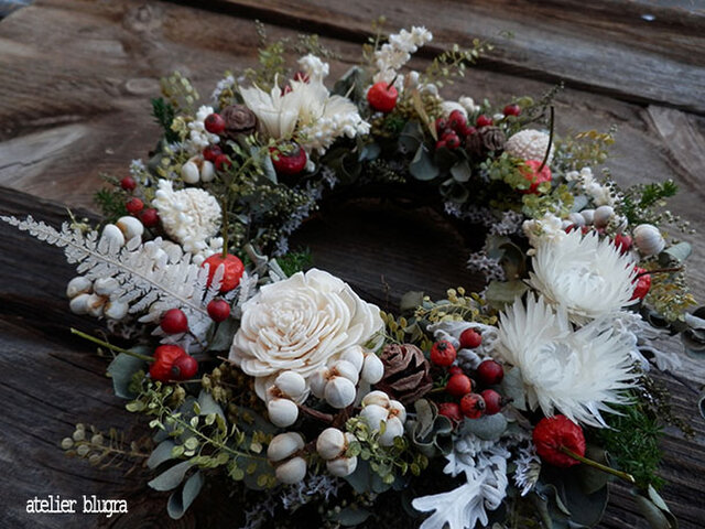 atelier blugra八ヶ岳〜ソラフラワーとユーカリのWreathの画像1枚目