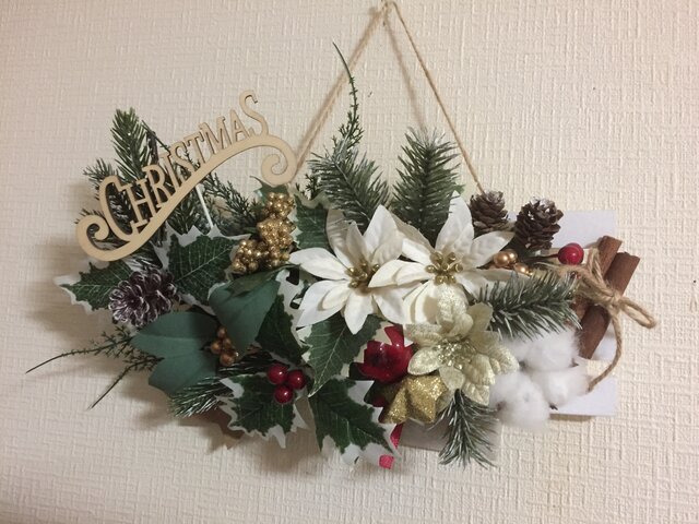 ホワイトポインセチアのクリスマスプレート Lの画像1枚目