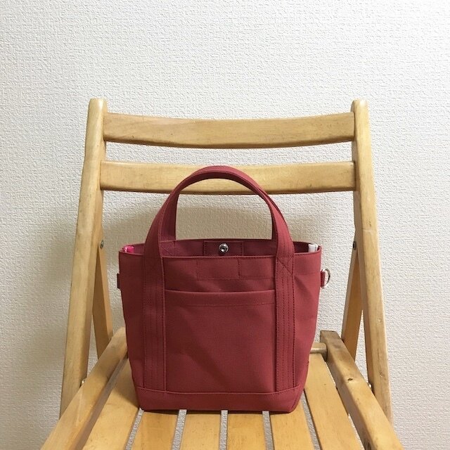 「シンプルトート」小サイズ「キャニオンレッド」帆布トートバッグ 倉敷帆布8号【受注制作】の画像1枚目