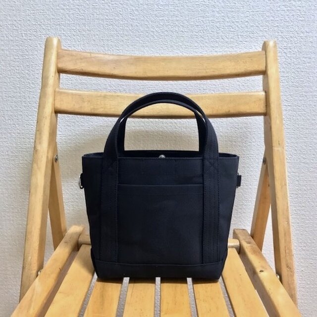 「シンプルトート」小サイズ「ブラック(黒)」帆布トートバッグ 倉敷帆布8号【受注制作】の画像1枚目
