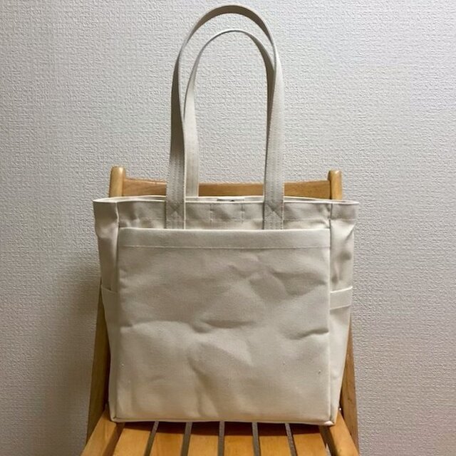 「ボックストート」 大サイズ「生成り」帆布トートバッグ 倉敷帆布8号【受注制作】の画像1枚目