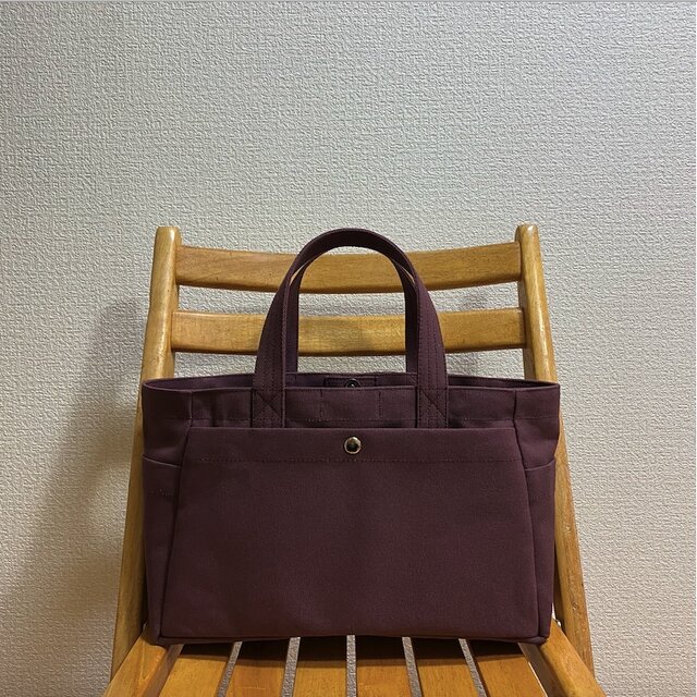 「ボックストート」横長サイズ「アズキ」帆布トートバッグ 倉敷帆布8号【受注制作】の画像1枚目