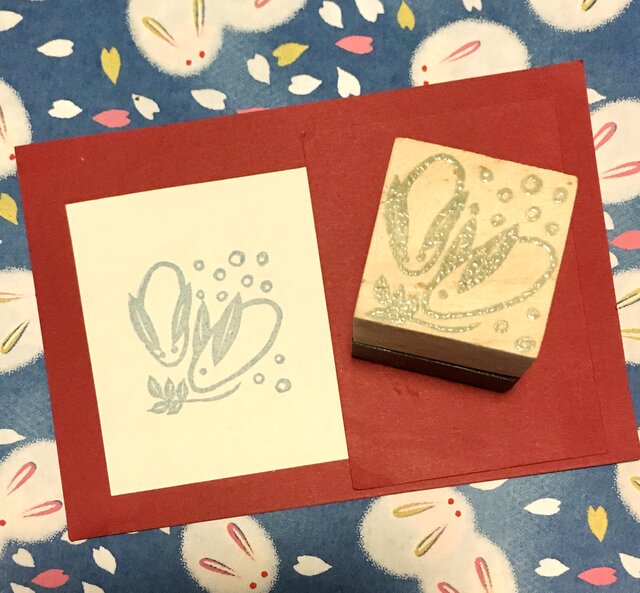 ❇︎冬のはんこ❇︎【雪うさぎ】3㎝四方の画像1枚目