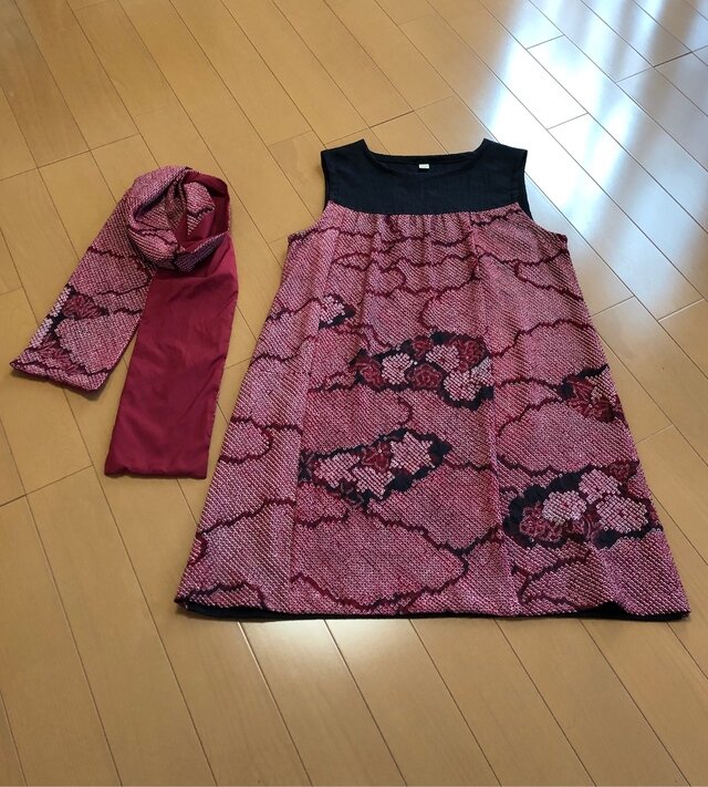 ☆絞りとリネンのヨーク切り替えギャザーＯＰ＆ストール